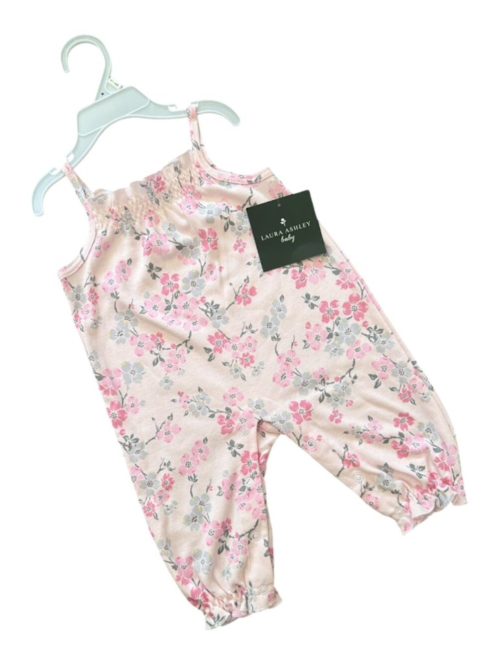 NWT Laura Ashley Baby Pink Floral Romper 3-6M